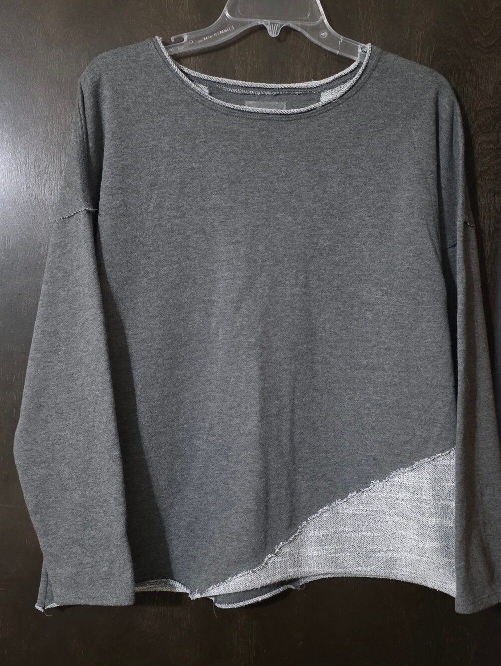 Jessica Simpson The Warm Up Light Sweatshirt Charcoal Raw-Hem Oversized Size M